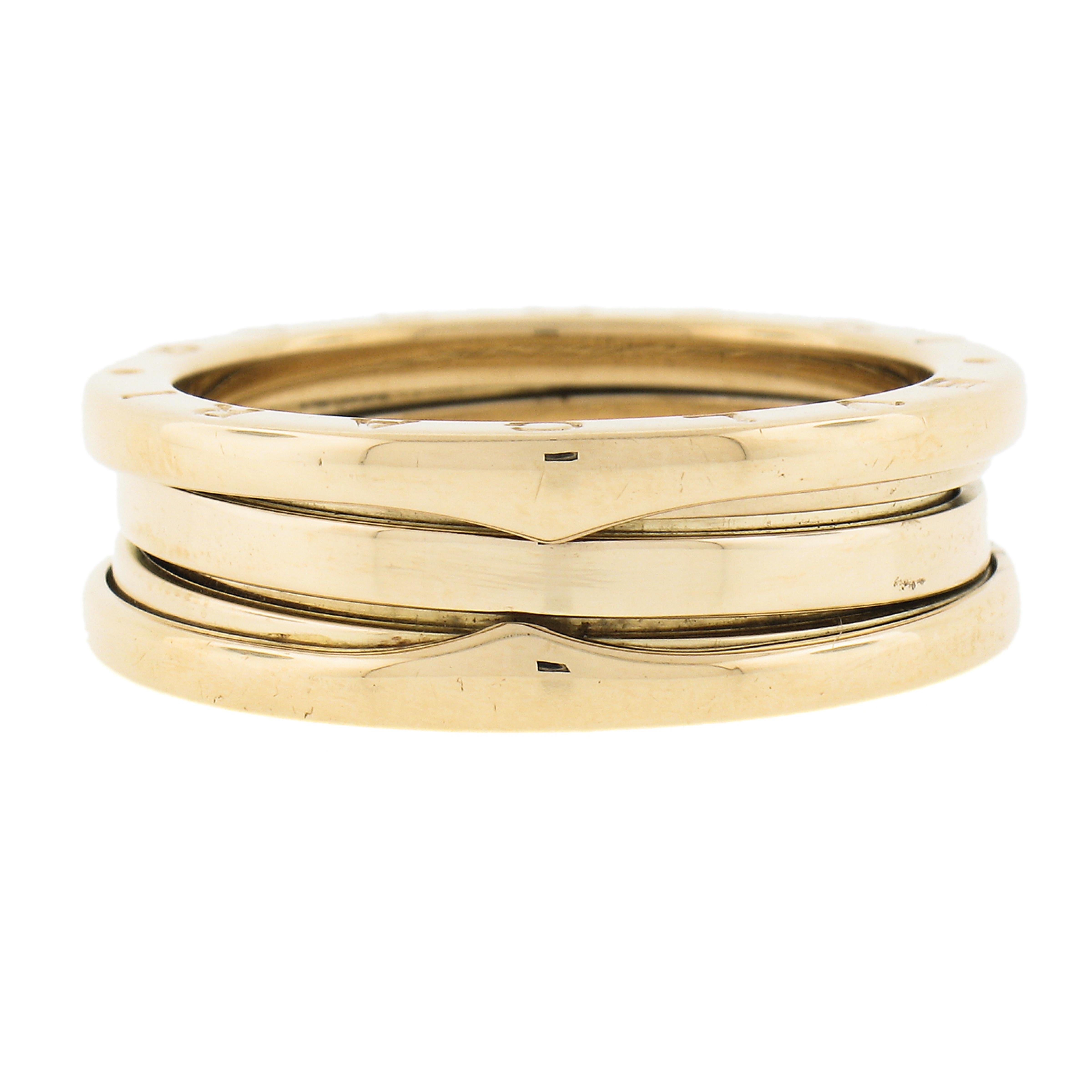 Bvlgari Italian 18k Yellow Gold 7.6mm Wide B. Zero Wedding 3 Band Ring Size 62 For Sale