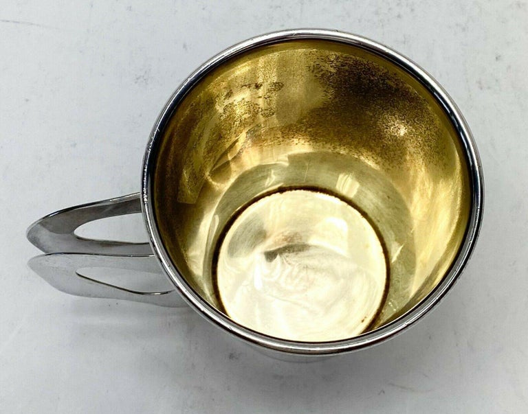 Bvlgari Italian Sterling Silver and Gold Wash Cup with Double Handled