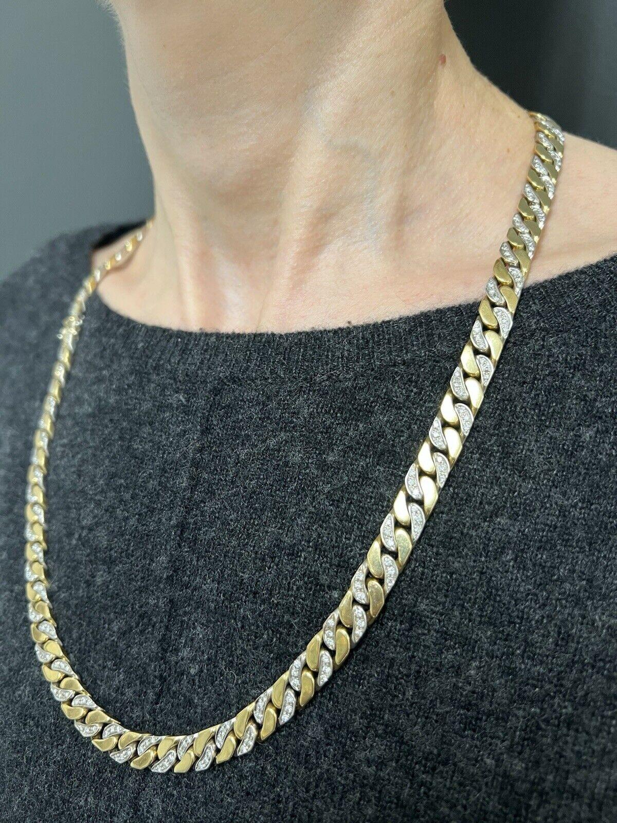 Round Cut BVLGARI ITALY 18k Gold & Diamond Necklace / Bracelet Combo Vintage 1970s For Sale
