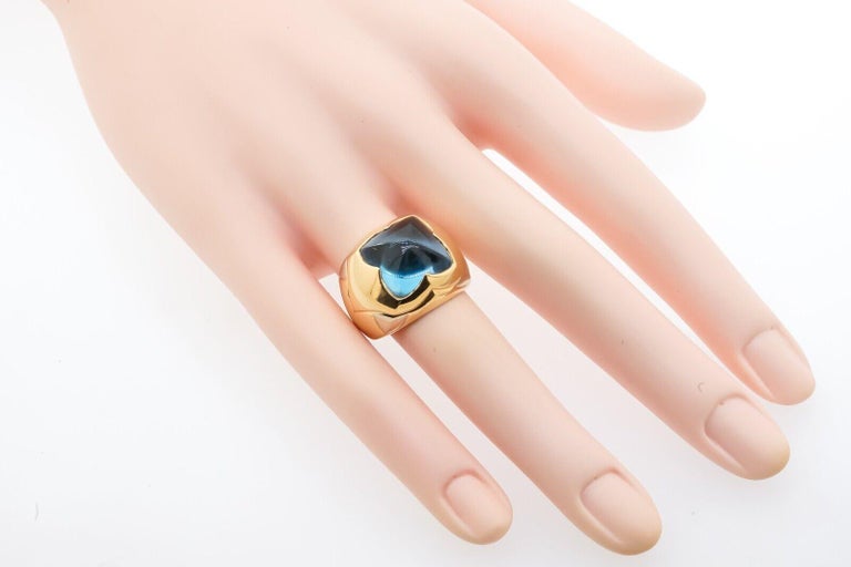 BVLGARI ITALY 18k Gold Topaz Pyramid Ring Vintage