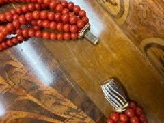 BVLGARI ITALY 18k Two Tone Gold & Mediterranean Coral Strand Necklace 1960s