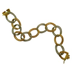 Bvlgari Italy 18k Yellow and White Gold Woven Link Bracelet Vintage, circa 1970s