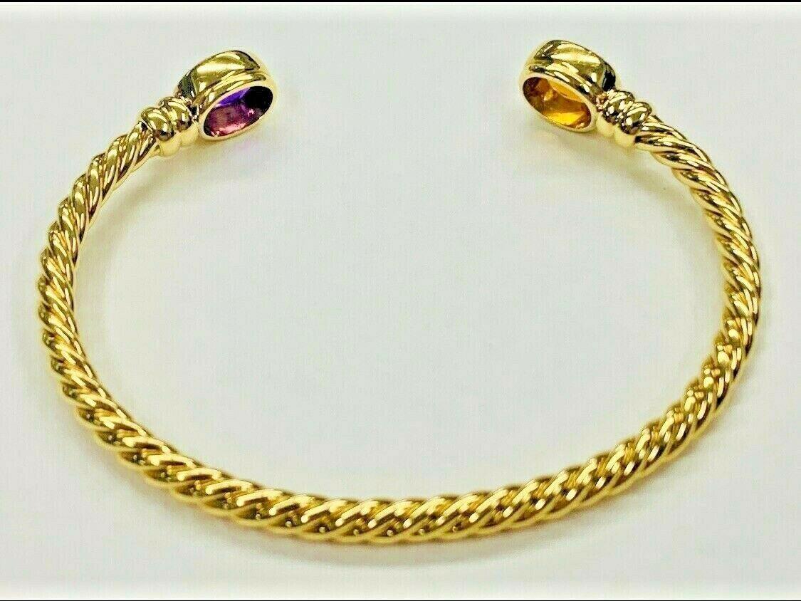 Bvlgari Italy 18k Yellow Gold, Citrine & Amethyst Bangle Bracelet Circa 1970s Vintage


Here is your chance to purchase a beautiful and highly collectible designer bracelet.  Truly a great piece at a great price! 

Weight: 24.3 grams

Dimensions: