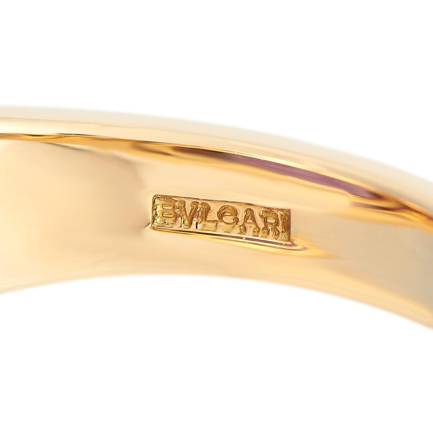 Square Cut BVLGARI ITALY 18k Yellow Gold & Amethyst Metropolis Collection Ring Modern 1990s
