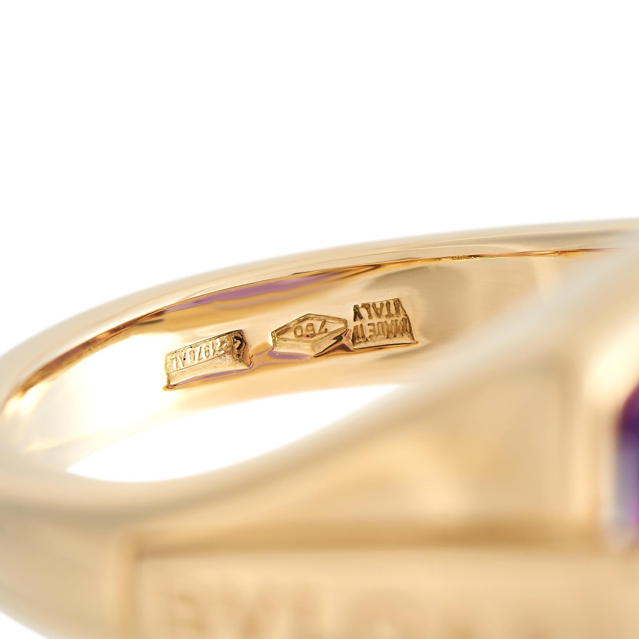 BVLGARI ITALY 18k Yellow Gold & Amethyst Metropolis Collection Ring Modern 1990s In Excellent Condition In Beverly Hills, CA