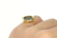 Bvlgari Italy 18k Yellow Gold and Ancient Coin Flip Ring Vintage and Rare Monete