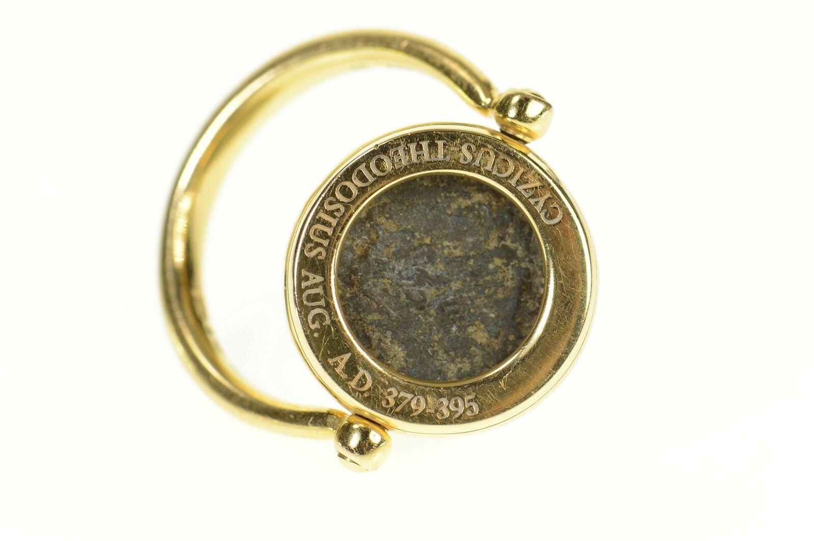 Bvlgari Italy 18k Yellow Gold and Ancient Coin Flip Ring Vintage and Rare Monete In Excellent Condition In Beverly Hills, CA