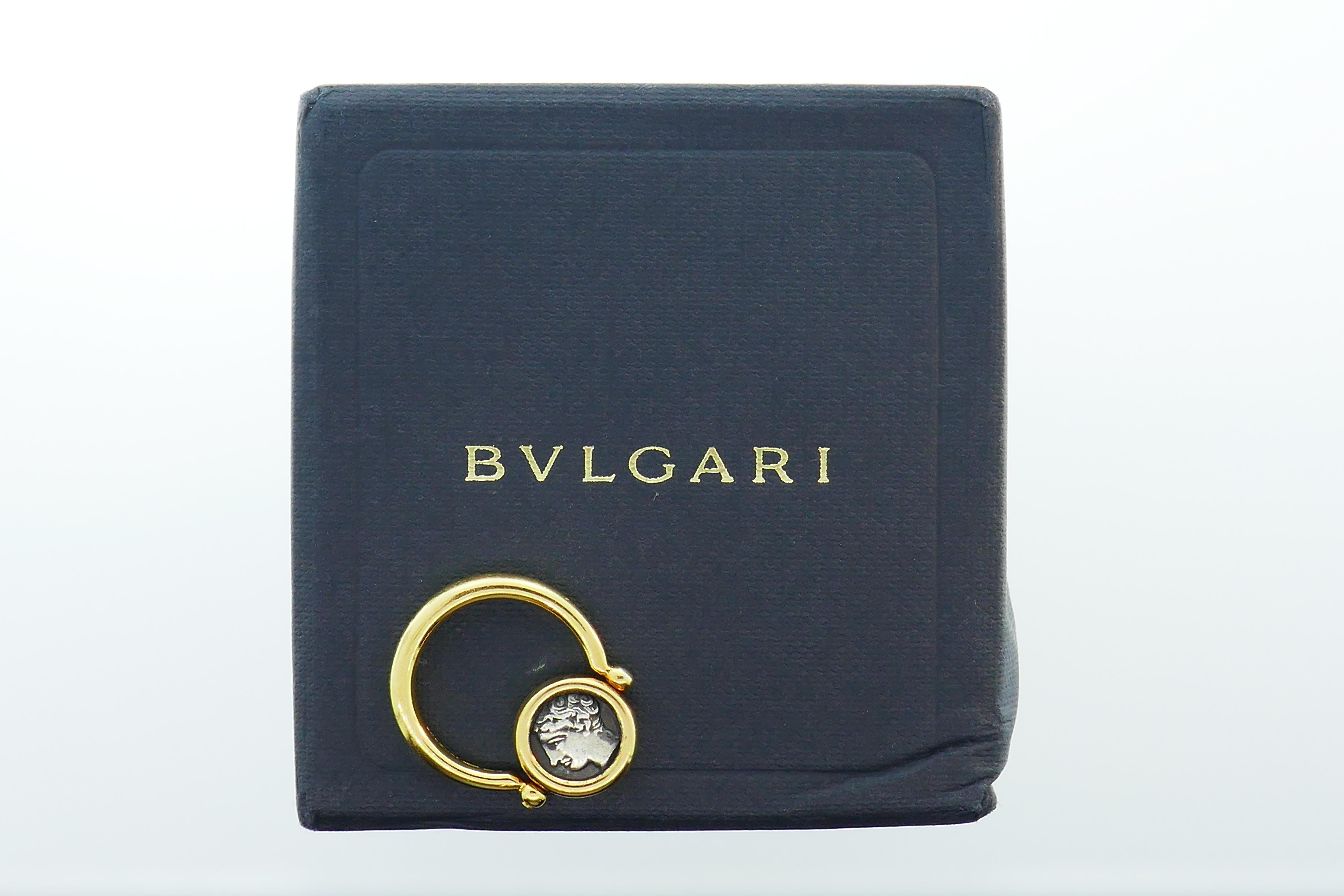 Bvlgari Italy 18k Yellow Gold & Ancient Coin Monete Flip Ring Vintage w/Box 3