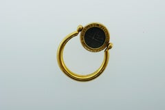 Bvlgari Italy 18k Yellow Gold & Ancient Coin Monete Flip Ring Vintage w/Box