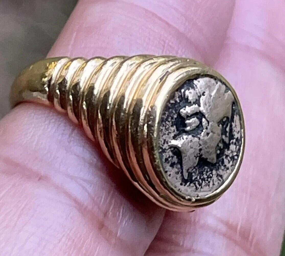 BVLGARI ITALY 18k Yellow Gold & Ancient Roman Coin Monete Ring Circa 1960s 6