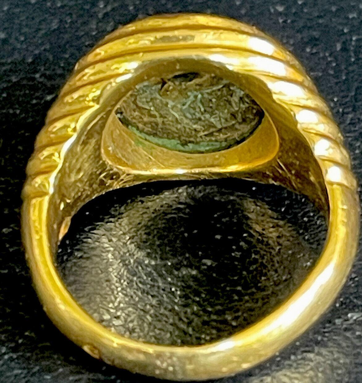 BVLGARI ITALY 18k Yellow Gold & Ancient Roman Coin Monete Ring Circa 1960s 2