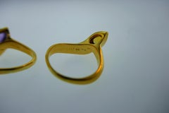 Bvlgari Italy 18k Yellow Gold, Cabochon Citrine & Amethyst Double Snake Ring