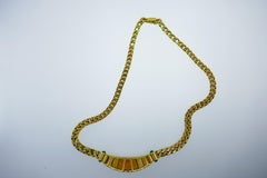 Bvlgari 18 Karat Yellow Gold, Cabochon Emerald and Citrine Necklace Vintage