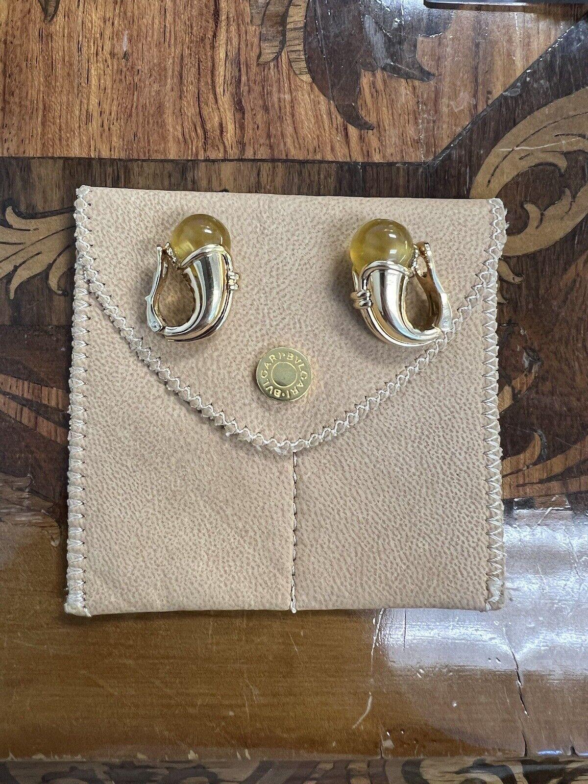 Bvlgari Italy 18k Yellow Gold & Citrine Clip On Earrings Circa 1980s w/Pouch

Here is your chance to purchase a beautiful and highly collectible designer pair of earrings.  

vintage BVLGARI 18k yellow gold yellow gem stone earclip earring
Brand: