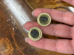 BVLGARI ITALY 18k Yellow Gold, Diamond & Ancient Roman Coin Monete Earrings Rare