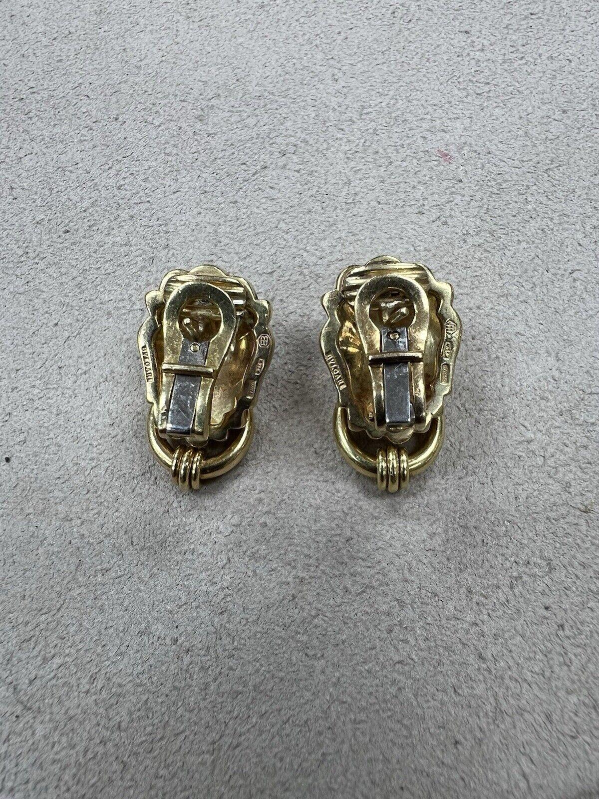 Femenino o masculino BVLGARI ITALIA Pendientes aldaba de puerta de oro amarillo de 18k y diamantes Vintage años 60 Raro en venta
