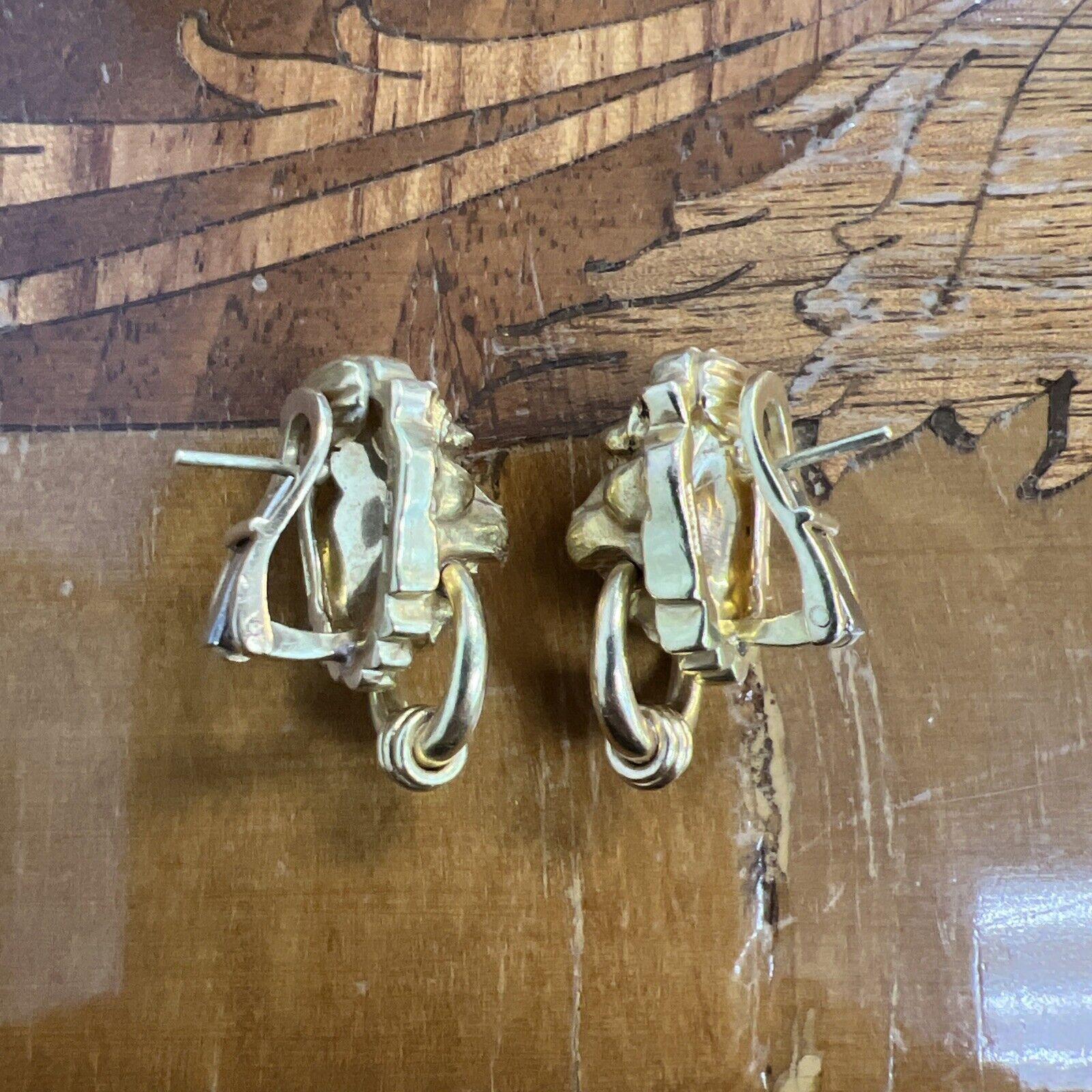 BVLGARI ITALIA Pendientes aldaba de puerta de oro amarillo de 18k y diamantes Vintage años 60 Raro en venta 1