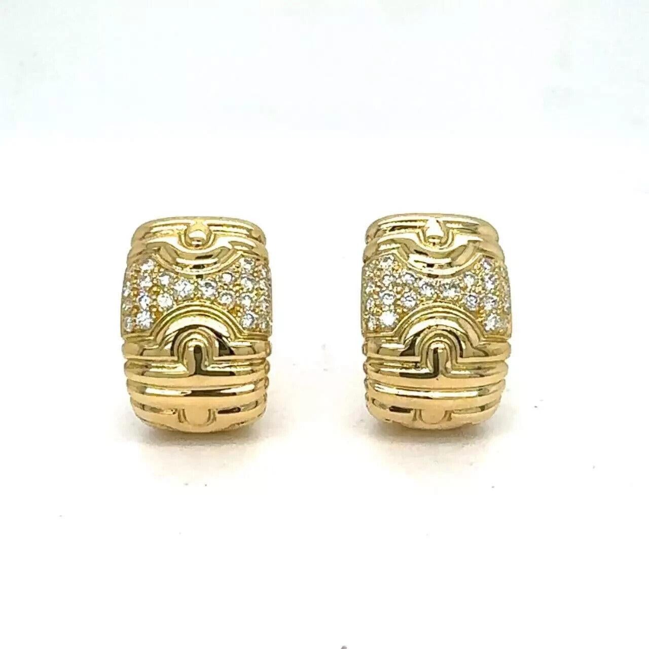 BVLGARI ITALY 18k Yellow Gold & Diamond Parentesi Earrings 1980s Vintage 2