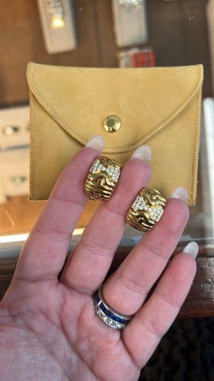 Bvlgari ITALIA Orecchini Parentesi in oro giallo 18k e diamanti con astuccio CIRCA 1980