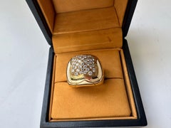 BVLGARI ITALY 18k Yellow Gold & Diamond Pyramid Ring w/Box Vintage