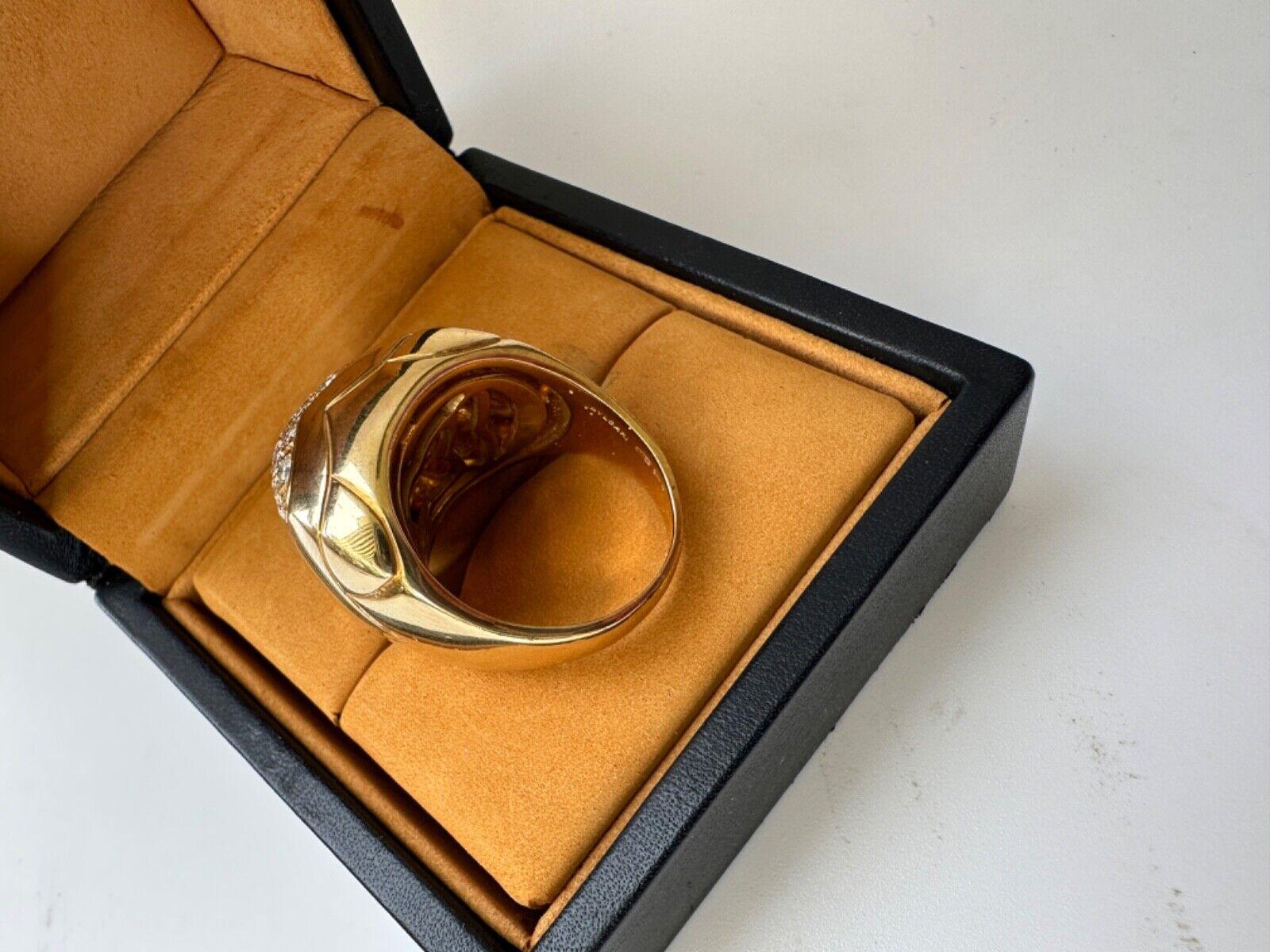 Women's or Men's BVLGARI ITALY 18k Yellow Gold & Diamond Pyramid Ring w/Box Vintage