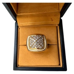 BVLGARI ITALY 18k Yellow Gold & Diamond Pyramid Ring w/Box Vintage