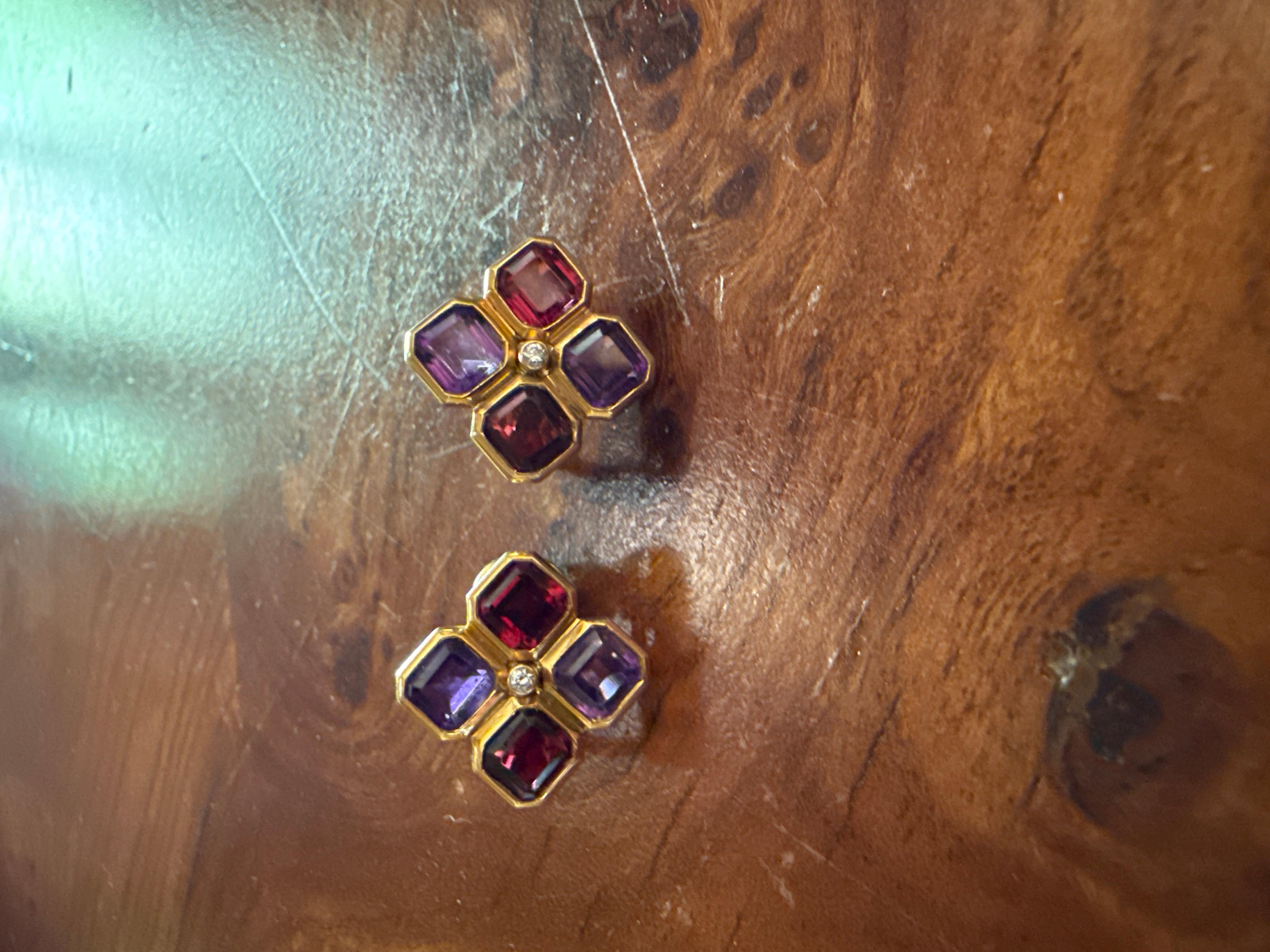 Bvlgari Italy 18k Yellow Gold, Amethyst, Tourmaline & Diamond Earrings Circa 1970s Vintage



Here is your chance to purchase a beautiful and highly collectible designer pair of earrings. 


Description: Offering a vintagepair of Bvlgari gemstone