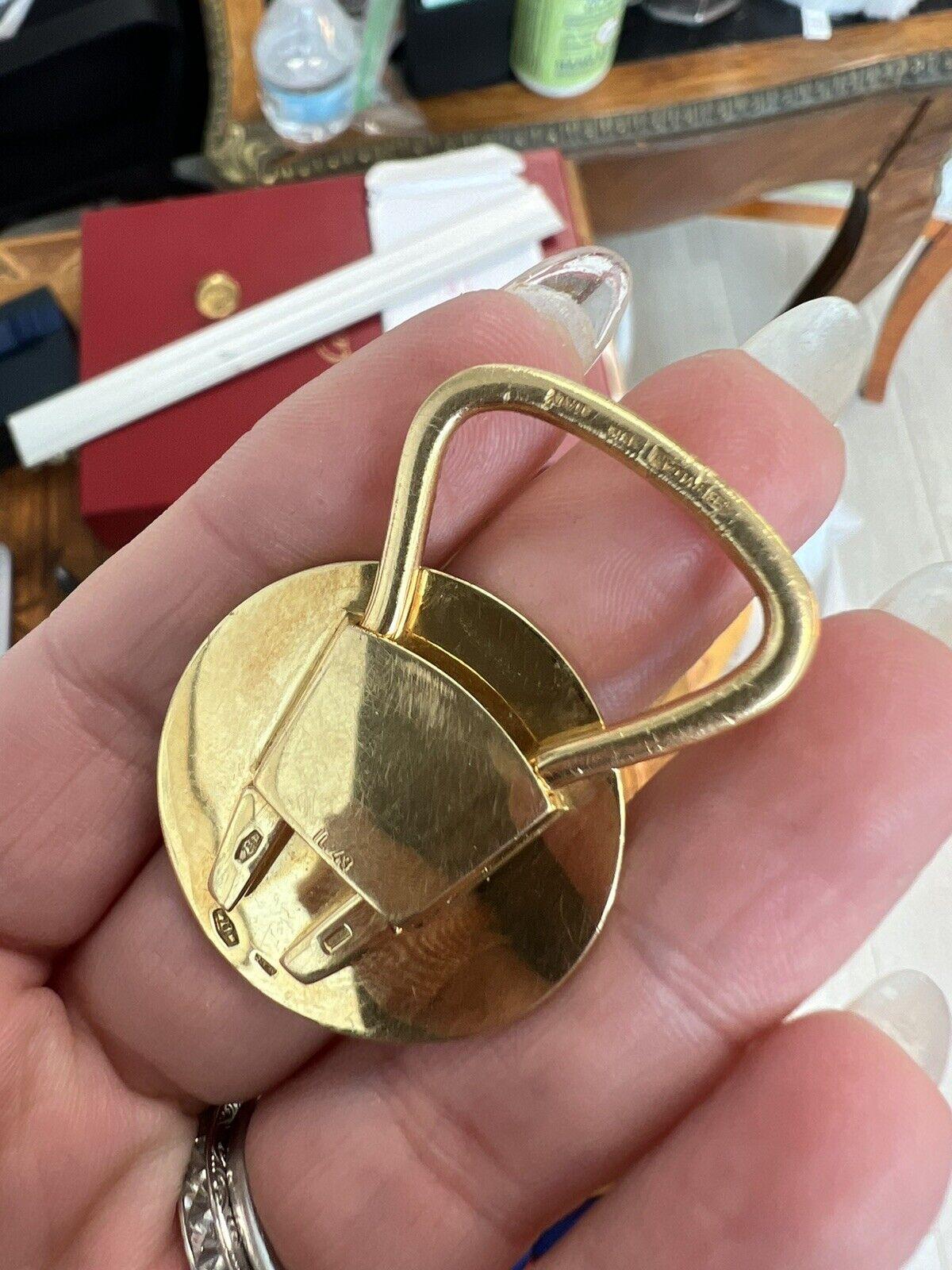 Bvlgari Italy 18k Yellow Gold & Enamel Mercedes Benz Padlock Pendant Keychain In Excellent Condition In Beverly Hills, CA