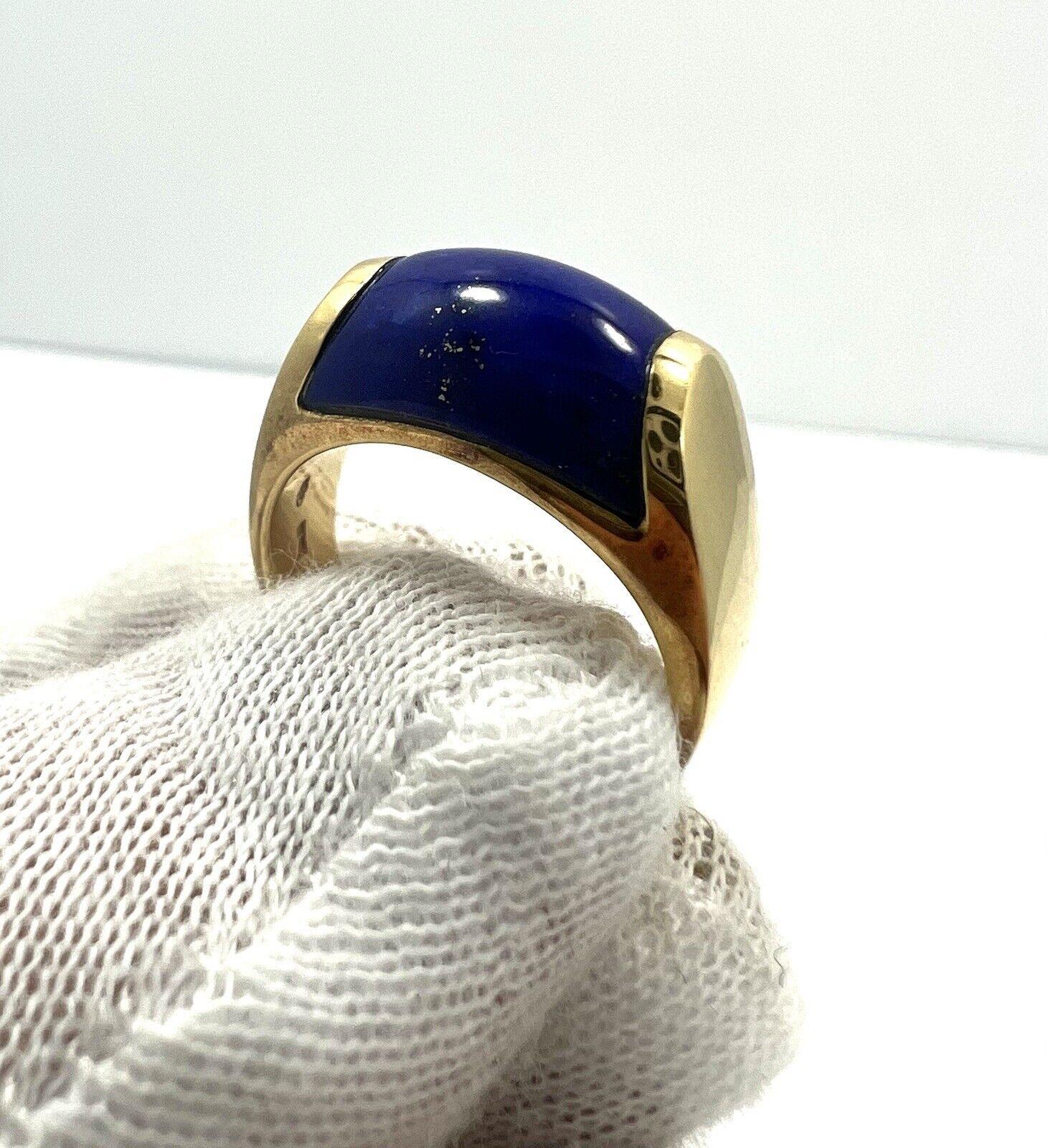 Bvlgari Italy 18k Yellow Gold & Lapis Tronchetto Collection Ring Vintage

Here is your chance to purchase a beautiful and highly collectible designer ring.     

The weight is 8.2 grams.  The ring size is 6.75.  The ring is in excellent condition.  