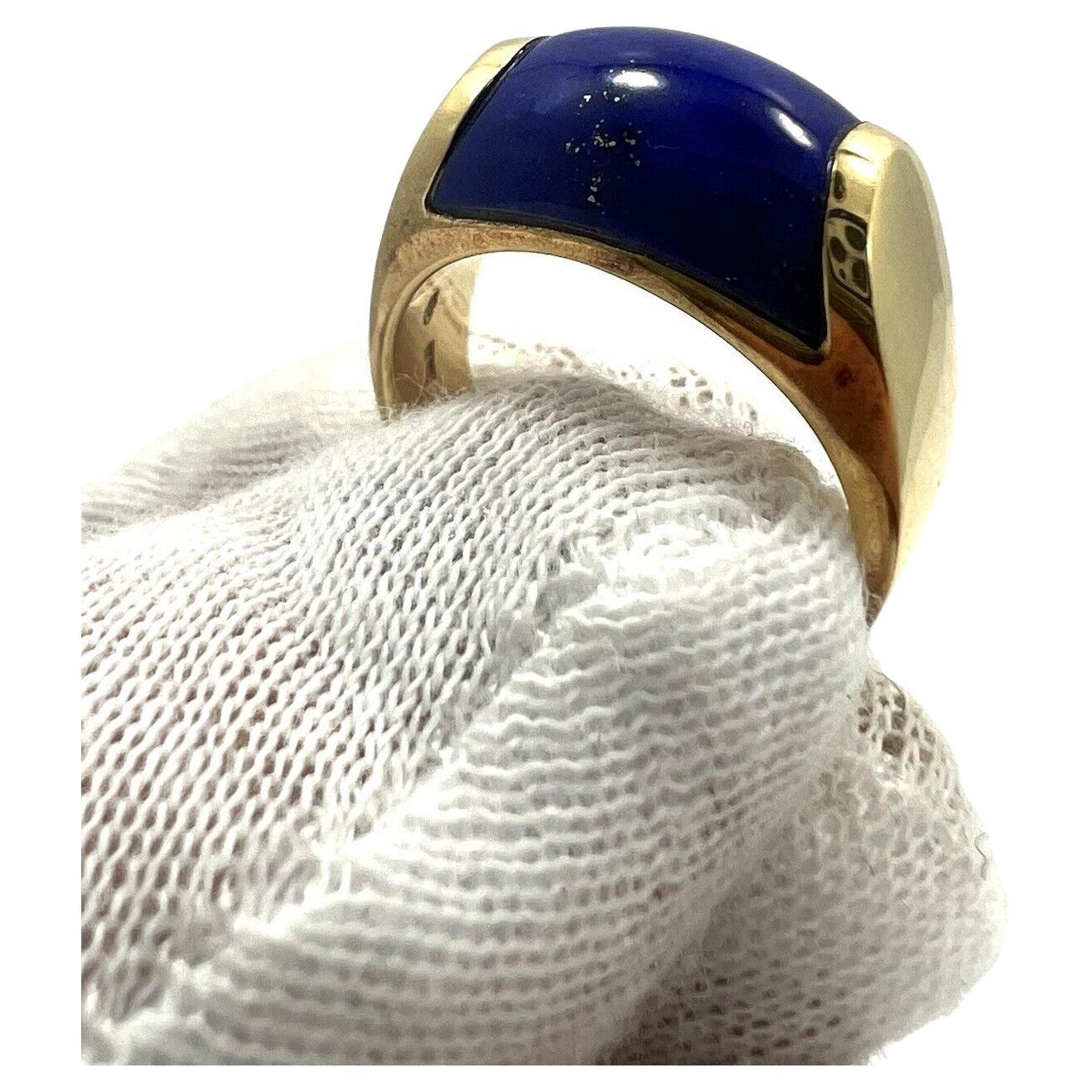 Bvlgari Italy 18 Karat Yellow Gold & Lapis Tronchetto Ring Vintage