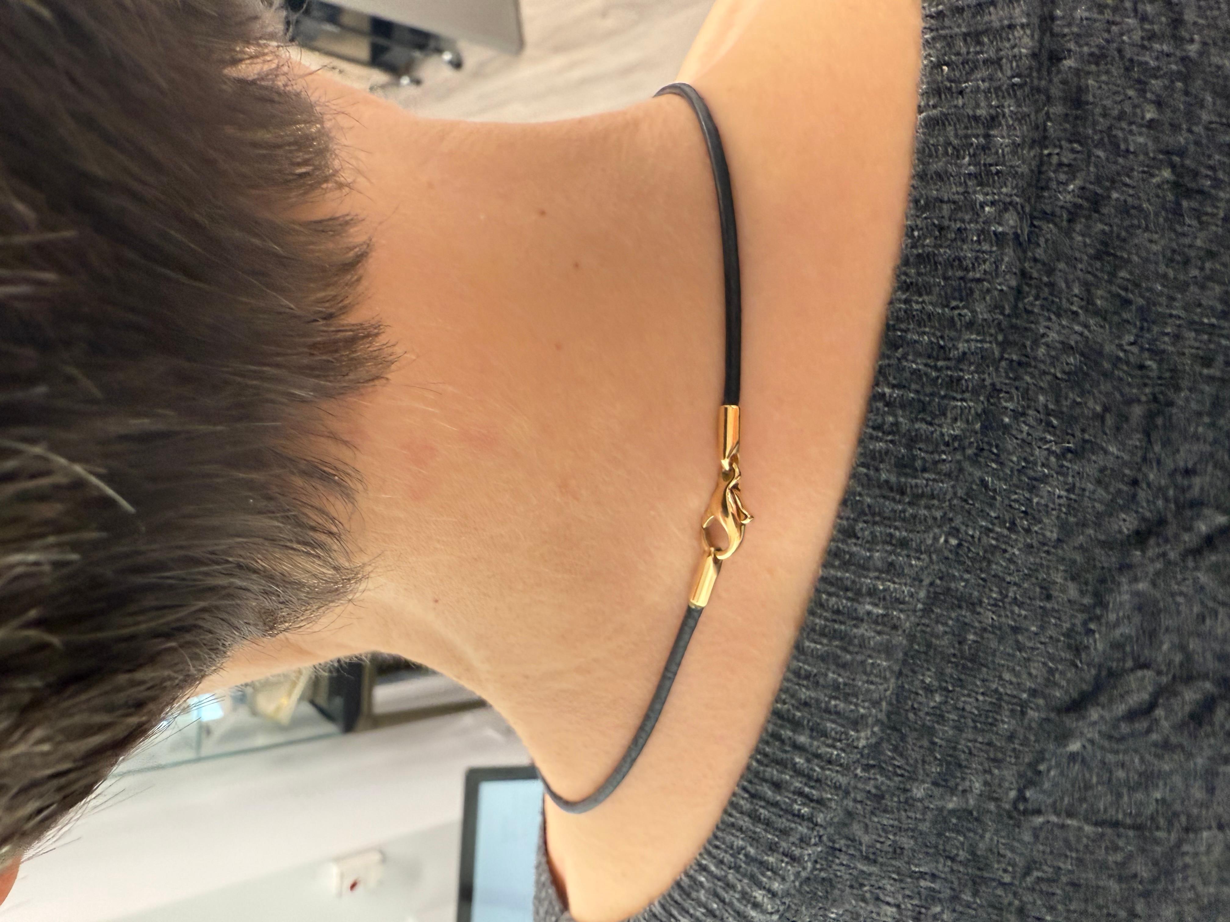 BVLGARI ITALY Collier en or jaune 18k, cuir, améthyste et cristal de roche 1980 en vente 3