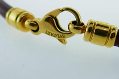 Bvlgari Italy 18 Karat Gold, Leather and New York Subway Token Necklace Rare