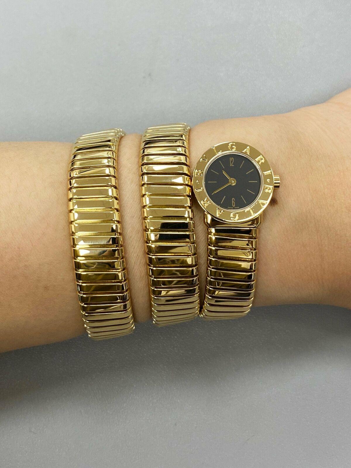 Women's or Men's Bvlgari Italy 18k Yellow Gold Serpenti Tubogas Collection Watch Vintage Rare