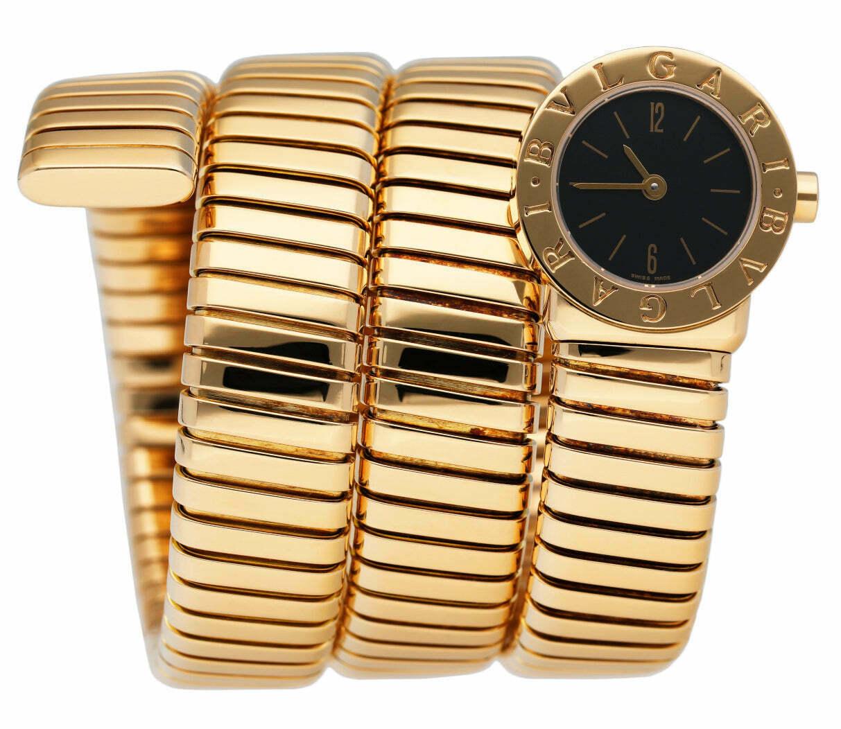 Bvlgari Italy 18k Yellow Gold Serpenti Tubogas Collection Watch Vintage Rare 1