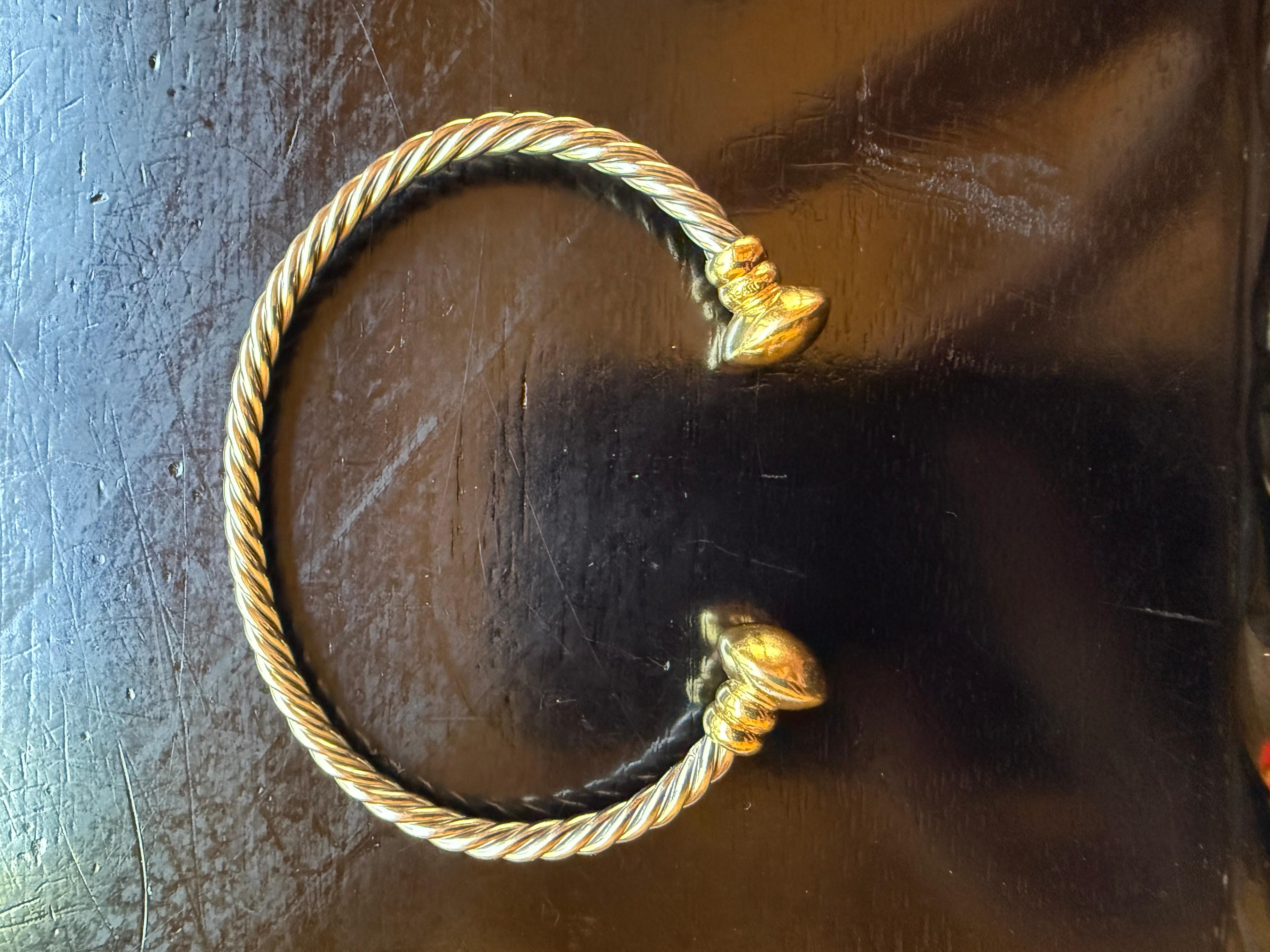 BVLGARI ITALY 18k Yellow Gold & Stainless Steel Rope Bangle Bracelet 1980s In Excellent Condition For Sale In Beverly Hills, CA