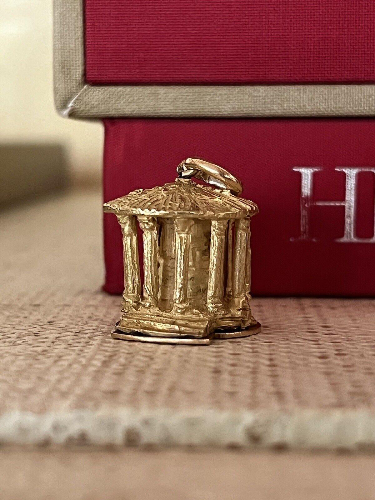 Women's or Men's BVLGARI ITALY 18k Yellow Gold Temple of Vesta Charm Pendant Vintage 1970s