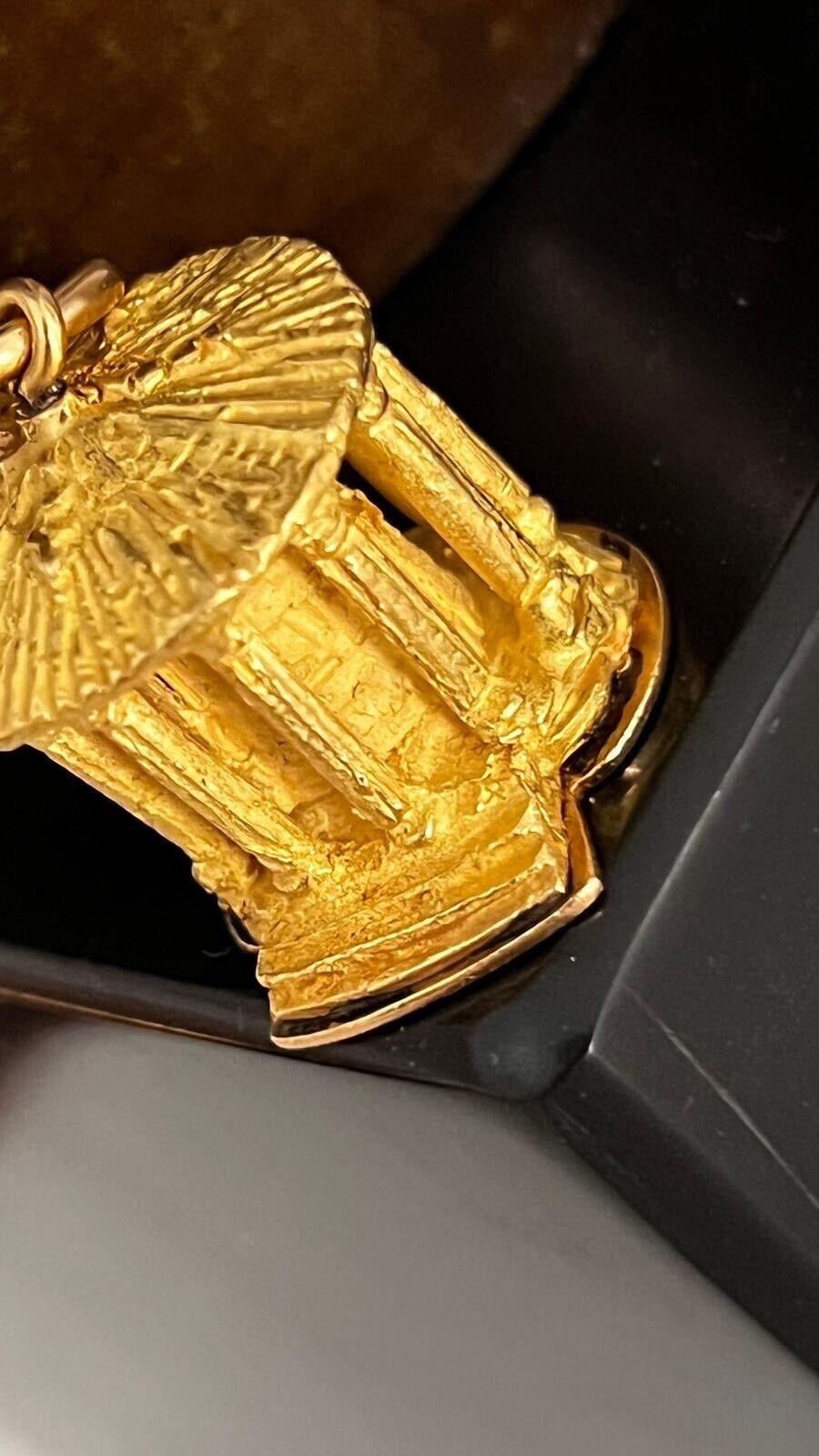 BVLGARI ITALY 18k Yellow Gold Temple of Vesta Charm Pendant Vintage 1970s 1
