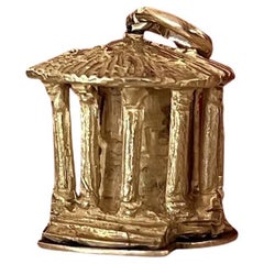 BVLGARI ITALY 18k Yellow Gold Temple of Vesta Charm Pendant Vintage 1970s