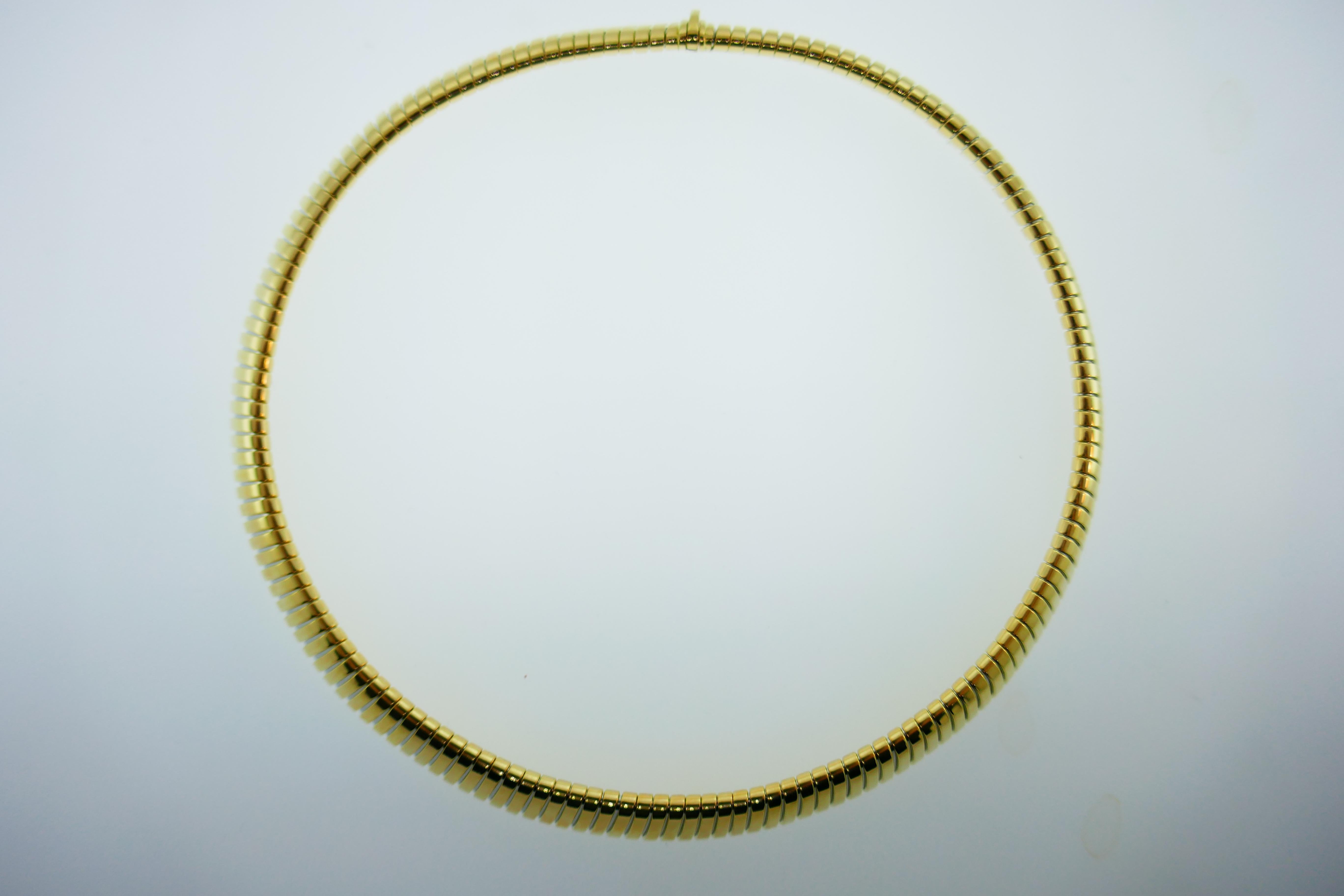 Bvlgari 18 Karat Yellow Gold Tubogas Collection Choker Necklace, circa 1980s 2