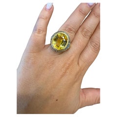 BVLGARI Italy 18k Yellow Gold, Yellow Sapphire, Aquamarine & Diamond Ring 1970s