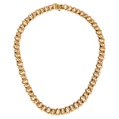 Bvlgari Italy 18k Yellow & Rose Gold Curb Link Choker Necklace Vintage, C. 1970s