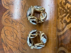 BVLGARI ITALY 18k Yellow & White Gold Clip On Earrings Vintage 1980s