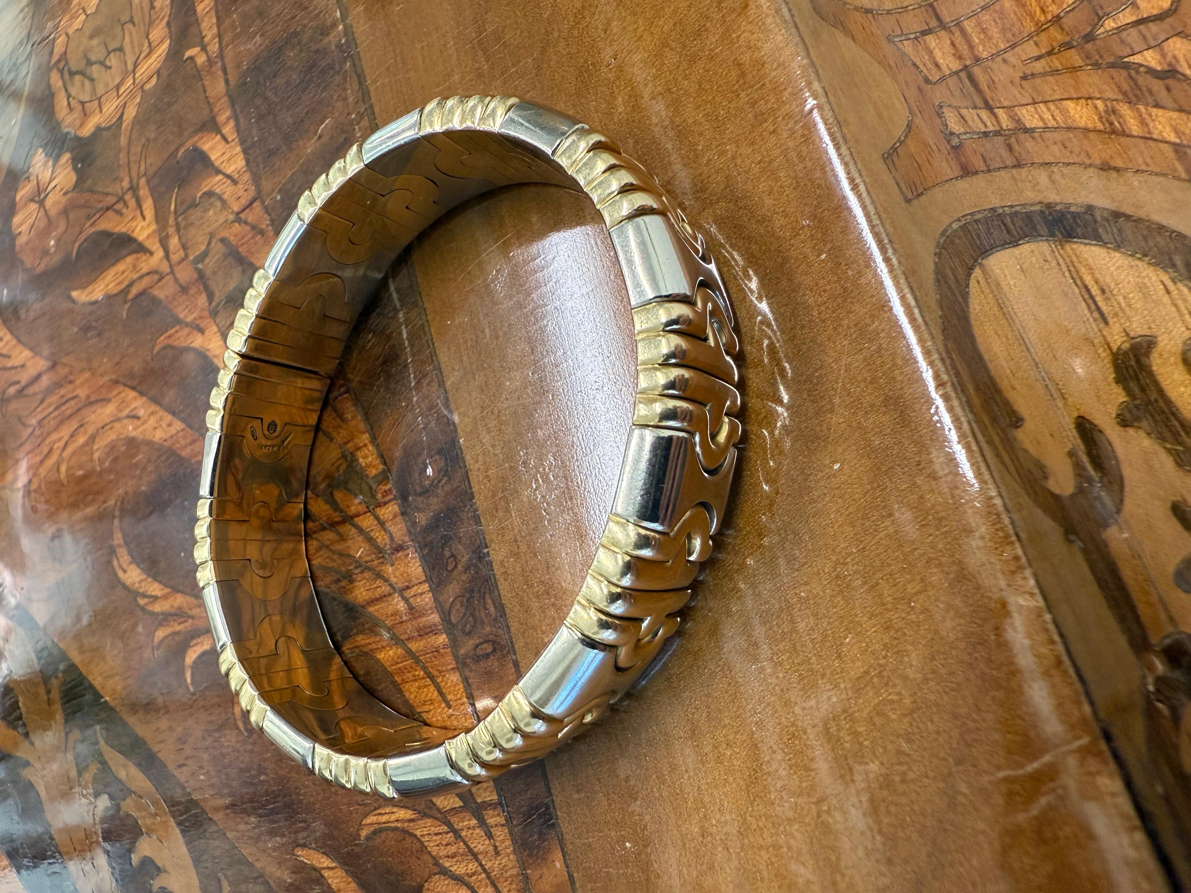 BVLGARI ITALIA Bracciale Parentesi in oro giallo e bianco 18 carati anni '80 in vendita 1