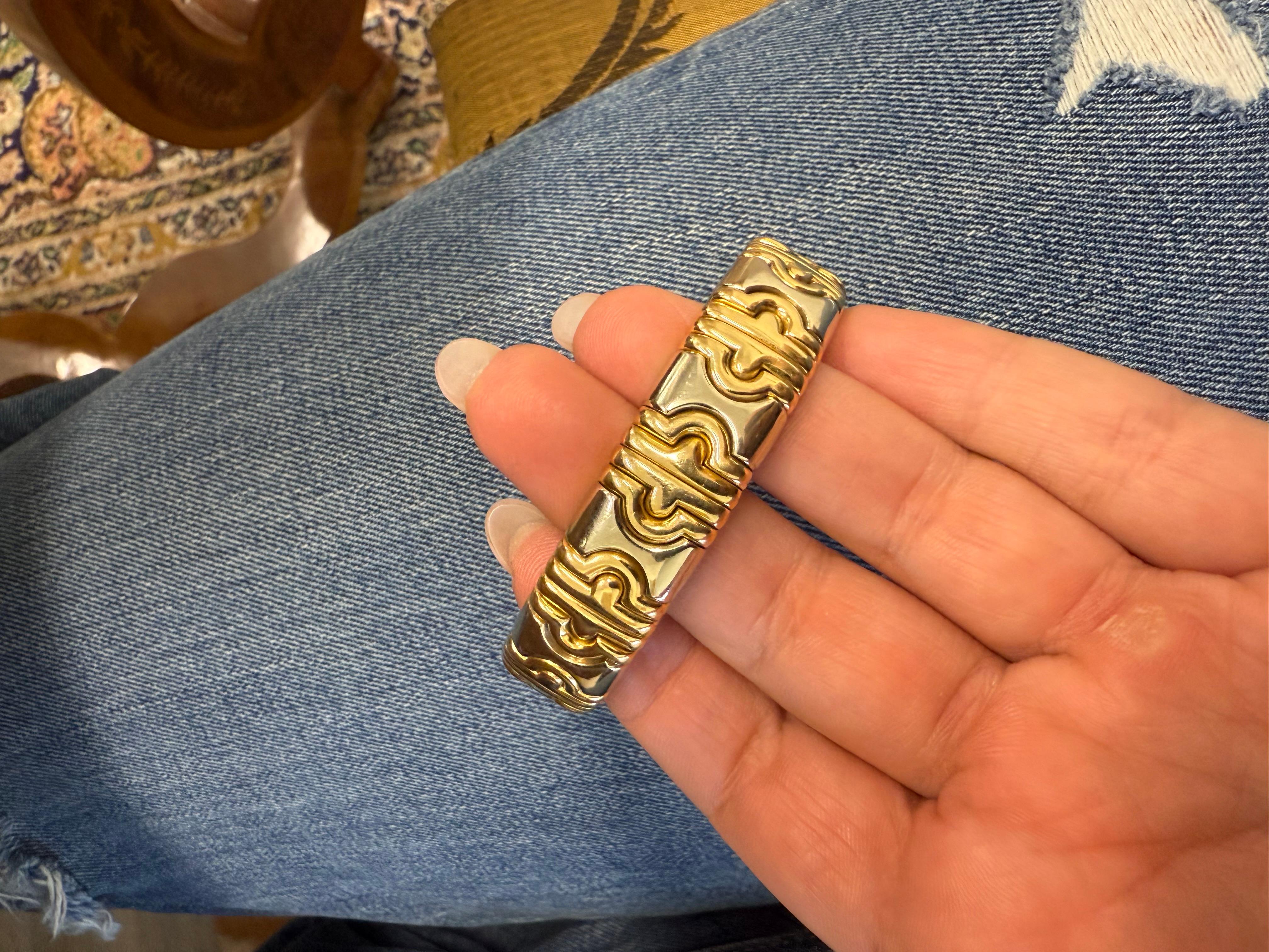 BVLGARI ITALIA Bracciale Parentesi in oro giallo e bianco 18 carati anni '80 in vendita 2