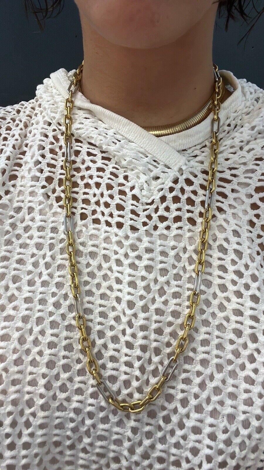 BVLGARI ITALY by CARLO WEINGRILL 18k Two Tone Gold Link Necklace 1970s Vintage 6