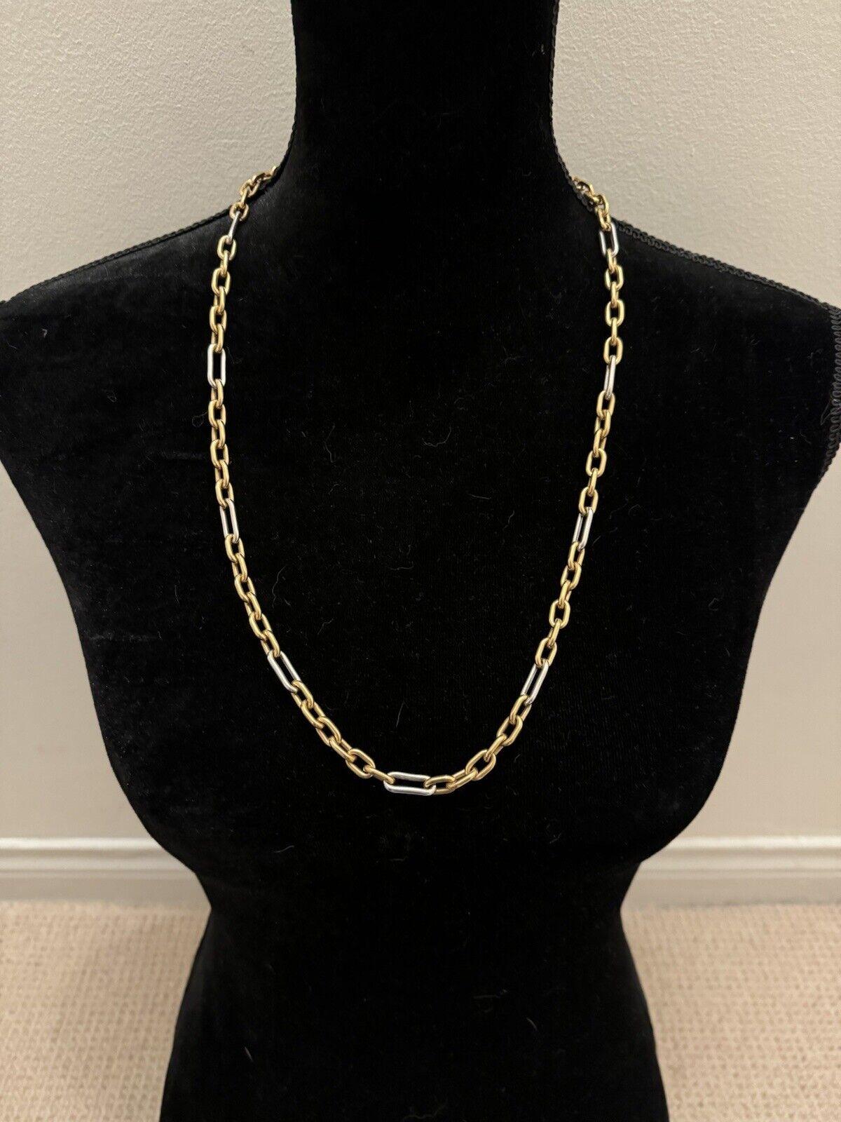 Bvlgari Italy by Carlo Weingrill 18k Two Tone Gold Link Necklace 1970s Vintage

Here is your chance to purchase a beautiful and highly collectible designer necklace. Truly a great piece at a great price! 

Details:

The necklace is made by Bvlgari