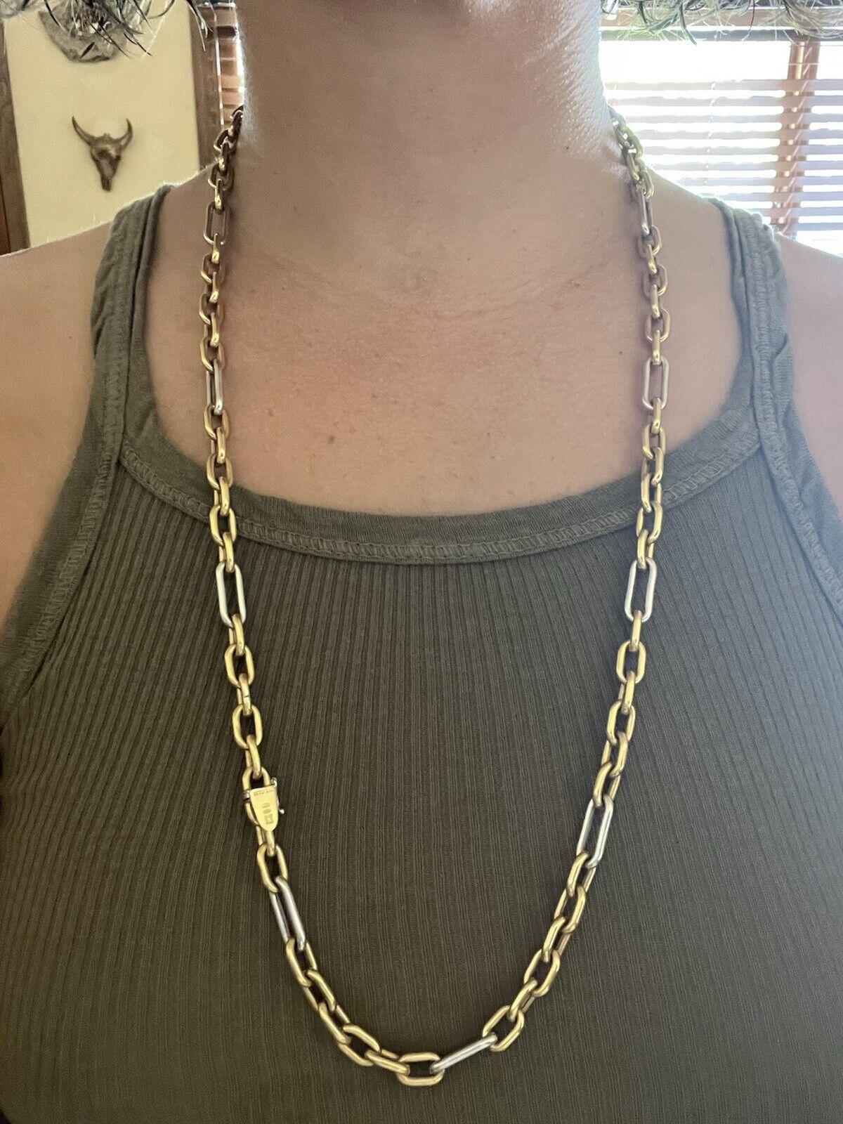 BVLGARI ITALY by CARLO WEINGRILL 18k Two Tone Gold Link Necklace 1970s Vintage 2