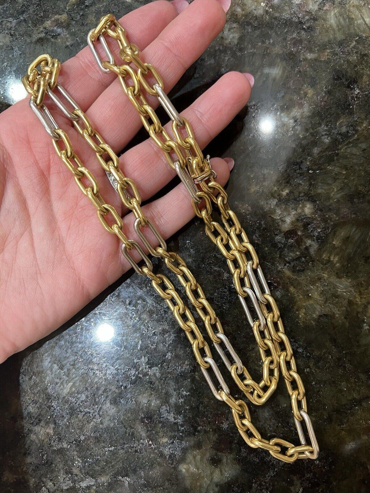 BVLGARI ITALY by CARLO WEINGRILL 18k Two Tone Gold Link Necklace 1970s Vintage 3