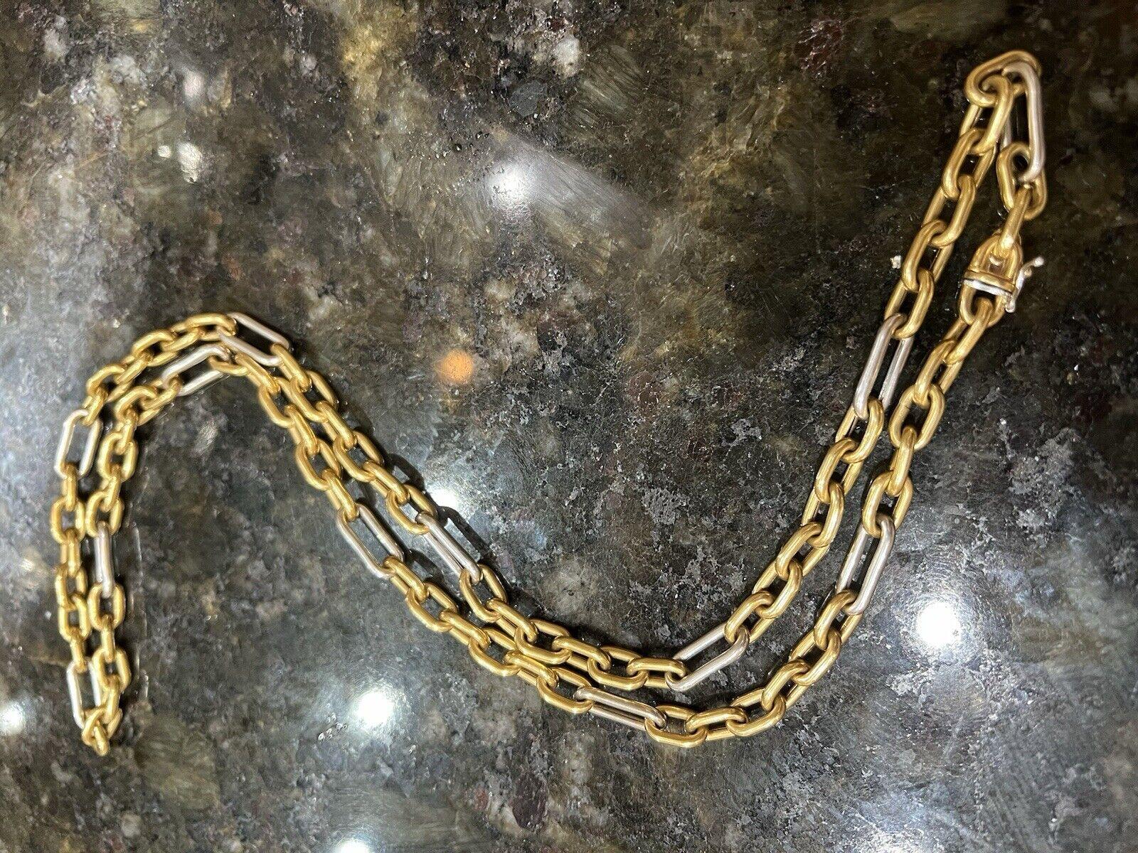BVLGARI ITALY by CARLO WEINGRILL 18k Two Tone Gold Link Necklace 1970s Vintage 4