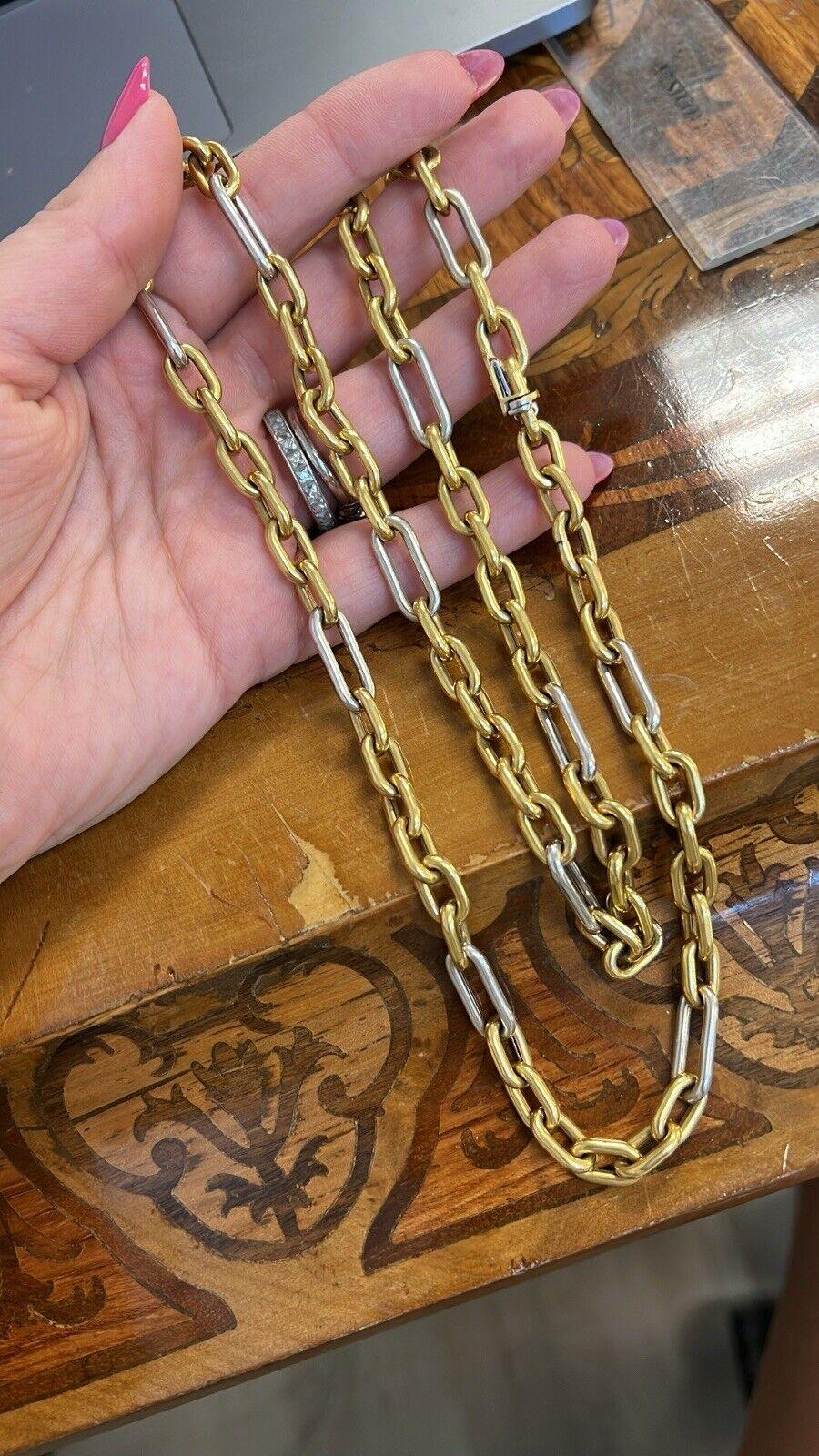 BVLGARI ITALY by CARLO WEINGRILL 18k Two Tone Gold Link Necklace 1970s Vintage 5